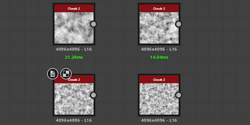 Clouds 2 node examples showing different noise patterns