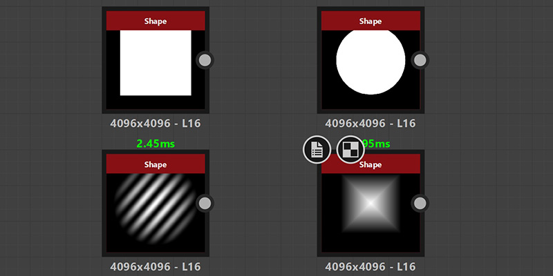 Shape node examples showing various geometric shapes